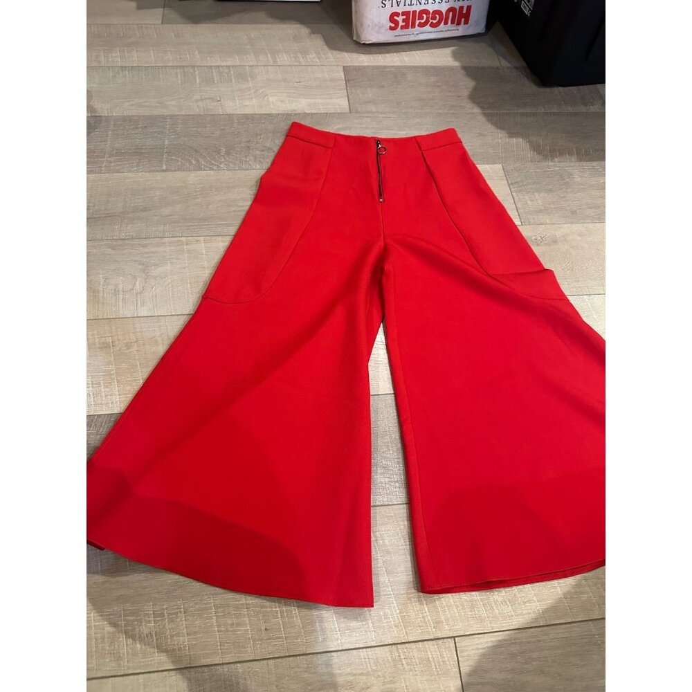 Elegant Red Wide-Leg Women's Pants